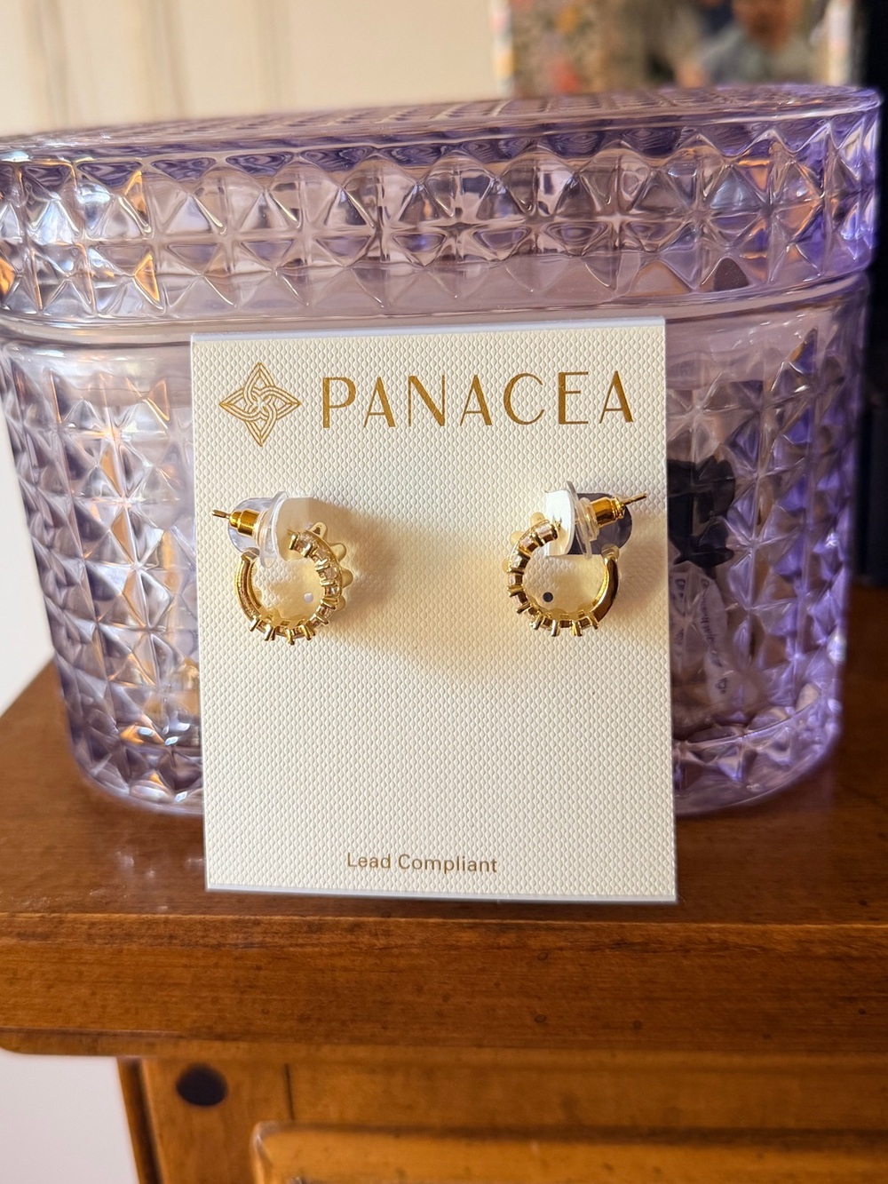 Panacea Gold Mini Crystal Huggie Earrings